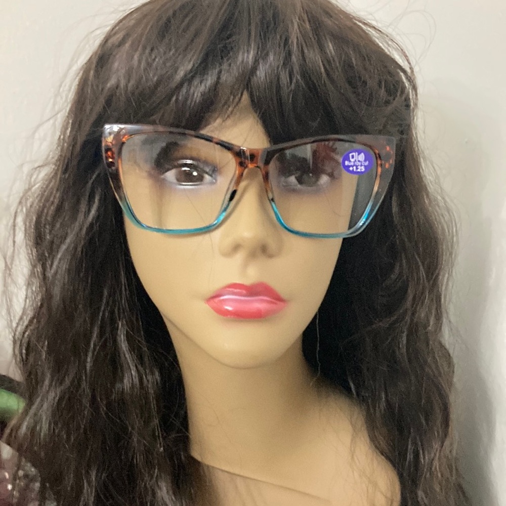 Womens readers 1.25 blue and animal print